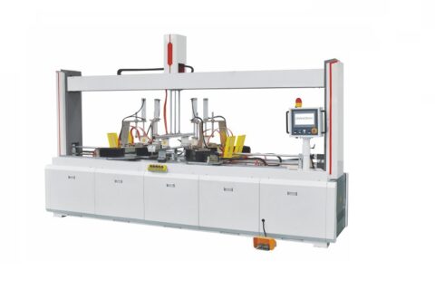 Precision closet door assembly press with hf heating