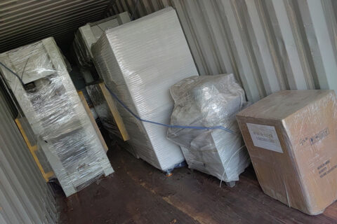 HF plywood bending press container loading to Russia