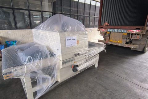 UV line +jointer+brushing machine shipping to Indonesia