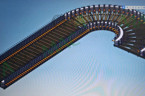 27m long curved glulam press + Semi-cycle glulam press container loading